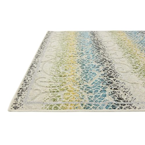  Unique Loom Outdoor Botanical Collection Carved Striped Floral Transitional Indoor and Outdoor Flatweave Cream Area Rug (4 0 x 6 0): Home & Kitchen