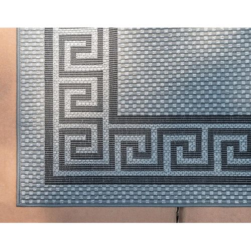  Unique Loom Outdoor Border Collection Casual Greek Key Transitional Indoor and Outdoor Flatweave Gray Area Rug (3 x 5)