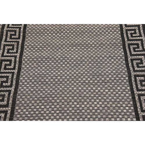  Unique Loom Outdoor Border Collection Casual Greek Key Transitional Indoor and Outdoor Flatweave Gray Area Rug (3 x 5)