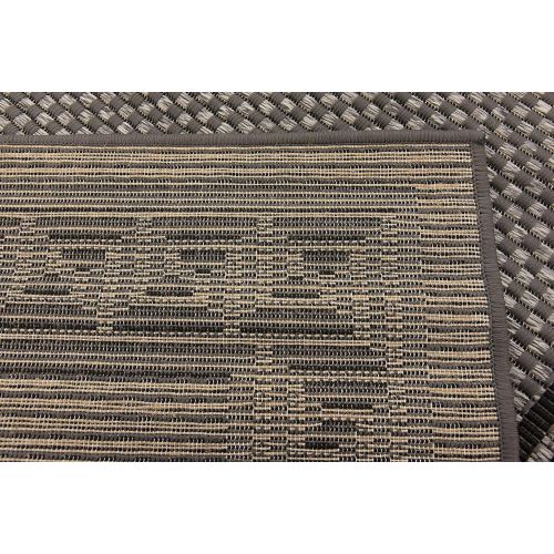  Unique Loom Outdoor Border Collection Casual Greek Key Transitional Indoor and Outdoor Flatweave Gray Area Rug (3 x 5)