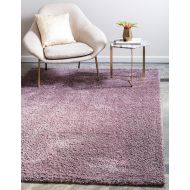 Unique Loom Modern Plush 5 feet by 8 feet (5 x 8) Studio Solid Shag Mauve Contemporary Area Rug