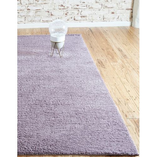  Unique Loom Modern Plush 5 feet by 8 feet (5 x 8) Studio Solid Shag Mauve Contemporary Area Rug