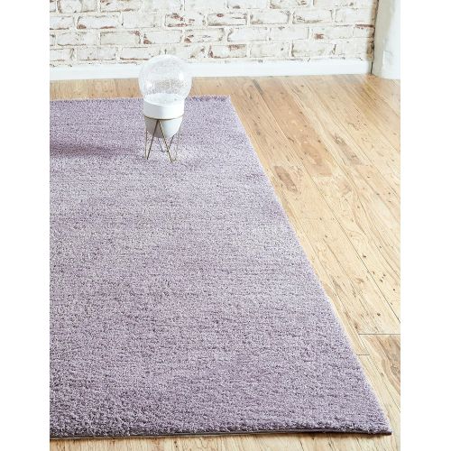  Unique Loom Modern Plush 5 feet by 8 feet (5 x 8) Studio Solid Shag Mauve Contemporary Area Rug