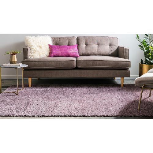  Unique Loom Modern Plush 5 feet by 8 feet (5 x 8) Studio Solid Shag Mauve Contemporary Area Rug