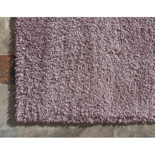  Unique Loom Modern Plush 5 feet by 8 feet (5 x 8) Studio Solid Shag Mauve Contemporary Area Rug