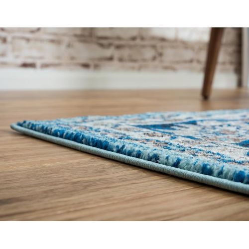  Unique Loom Tradition Collection Classic Southwestern Blue Area Rug (4 x 6)