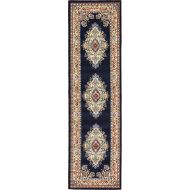 Unique Loom Reza Collection Classic Traditional Navy Blue Runner Rug (3 x 10)