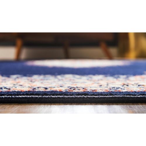  Unique Loom Reza Collection Classic Traditional Navy Blue Runner Rug (3 x 10)