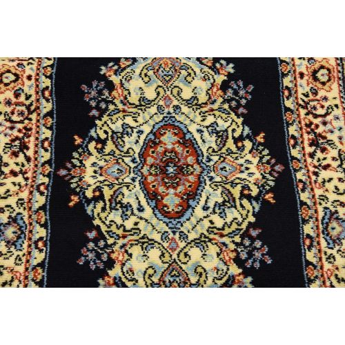  Unique Loom Reza Collection Classic Traditional Navy Blue Runner Rug (3 x 10)