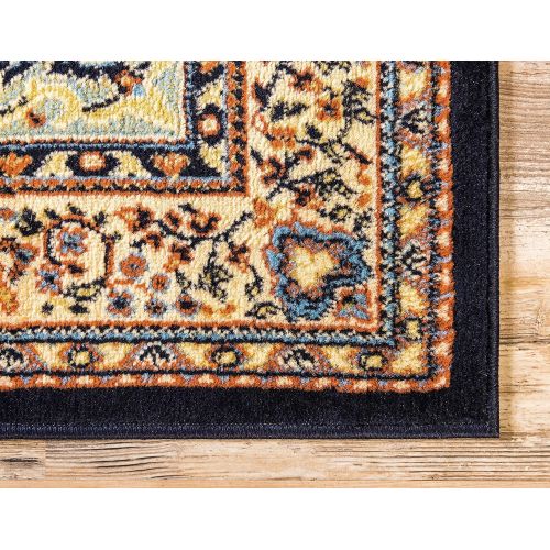  Unique Loom Reza Collection Classic Traditional Navy Blue Runner Rug (3 x 10)