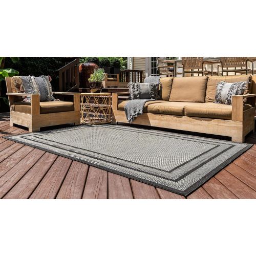  Unique Loom Modern Outdoor Border Contemporary Area Rug