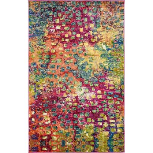  Unique Loom Abstract 5 feet by 8 feet (5 x 8) Barcelona Multi Area Rug