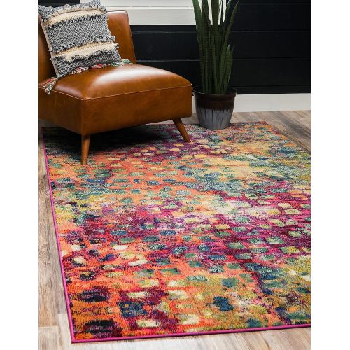  Unique Loom Abstract 5 feet by 8 feet (5 x 8) Barcelona Multi Area Rug