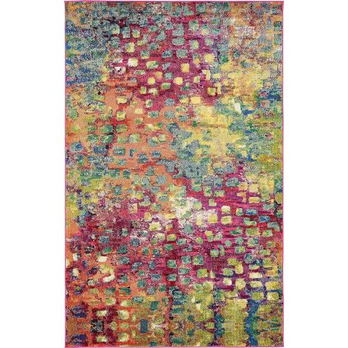  Unique Loom Abstract 5 feet by 8 feet (5 x 8) Barcelona Multi Area Rug