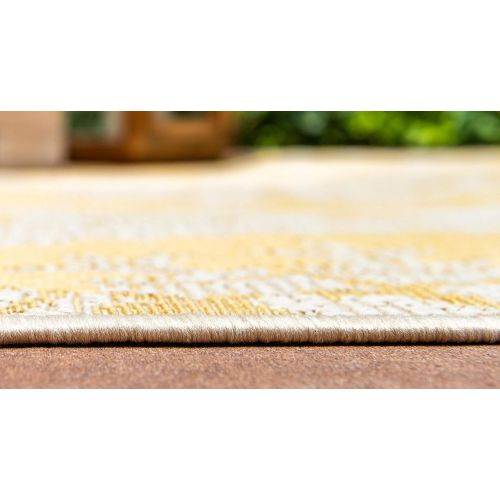  Unique Loom Outdoor Botanical Collection Floral Abstract Transitional Indoor and Outdoor Flatweave Yellow Area Rug (3 x 5)