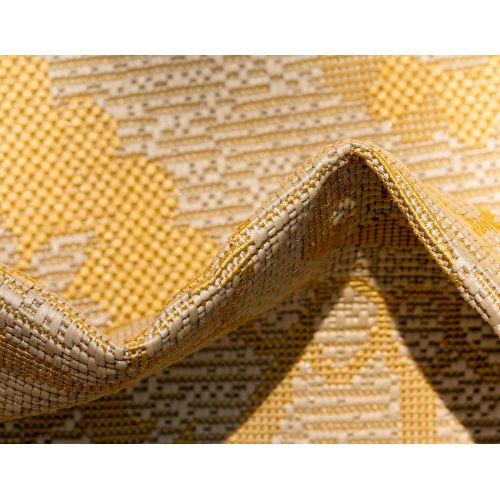  Unique Loom Outdoor Botanical Collection Floral Abstract Transitional Indoor and Outdoor Flatweave Yellow Area Rug (3 x 5)