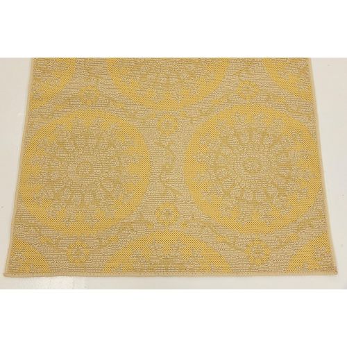  Unique Loom Outdoor Botanical Collection Floral Abstract Transitional Indoor and Outdoor Flatweave Yellow Area Rug (3 x 5)
