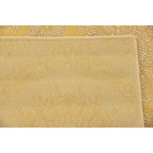  Unique Loom Outdoor Botanical Collection Floral Abstract Transitional Indoor and Outdoor Flatweave Yellow Area Rug (3 x 5)