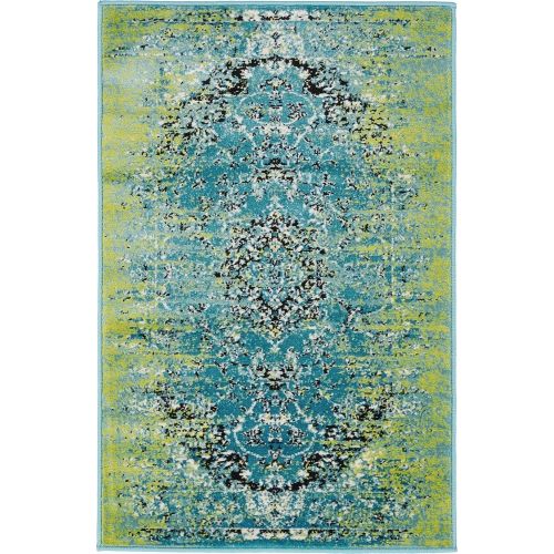  Unique Loom Imperial Collection Modern Traditional Vintage Distressed Blue Area Rug (2 x 3)