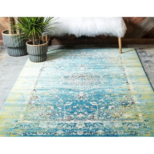  Unique Loom Imperial Collection Modern Traditional Vintage Distressed Blue Area Rug (2 x 3)