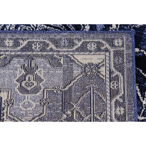  Unique Loom La Jolla Collection Tone-on-Tone Traditional Blue Runner Rug (3 x 10)