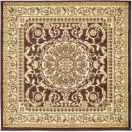 Unique Loom Versailles Collection Traditional Classic Brown Square Rug (4 x 4)