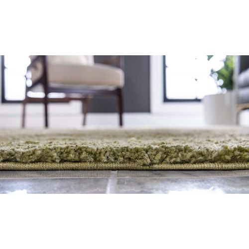  Unique Loom Solo Collection Plush Casual Light Green Area Rug (5 x 8)