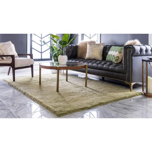  Unique Loom Solo Collection Plush Casual Light Green Area Rug (5 x 8)