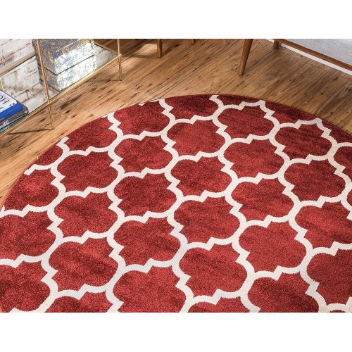  Alfombra de area contemporanea con diseo geometrico de la marca Unique Loom, Polipropileno, Rojo