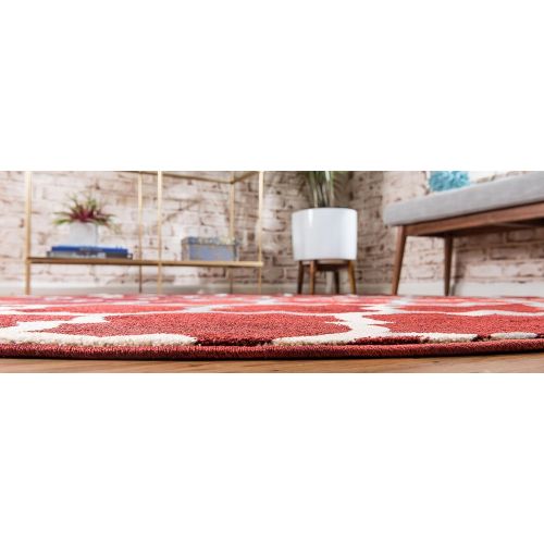  Alfombra de area contemporanea con diseo geometrico de la marca Unique Loom, Polipropileno, Rojo