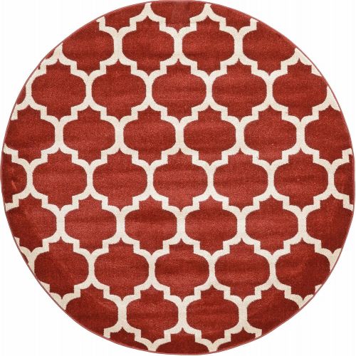  Alfombra de area contemporanea con diseo geometrico de la marca Unique Loom, Polipropileno, Rojo