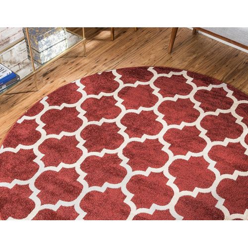  Alfombra de area contemporanea con diseo geometrico de la marca Unique Loom, Polipropileno, Rojo