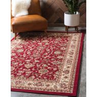 Unique Loom Kashan Collection Traditional Floral Overall Pattern with Border Burgundy Area Rug (10 x 13)