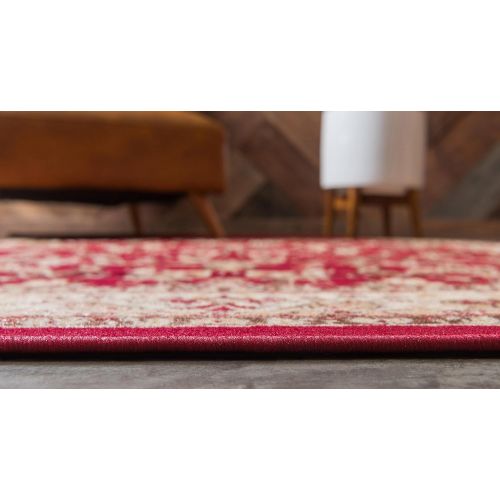  Unique Loom Kashan Collection Traditional Floral Overall Pattern with Border Burgundy Area Rug (10 x 13)