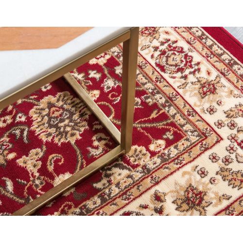  Unique Loom Kashan Collection Traditional Floral Overall Pattern with Border Burgundy Area Rug (10 x 13)