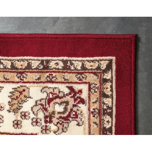  Unique Loom Kashan Collection Traditional Floral Overall Pattern with Border Burgundy Area Rug (10 x 13)