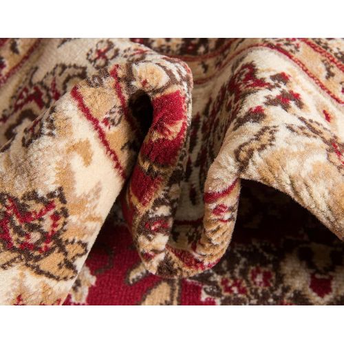  Unique Loom Kashan Collection Traditional Floral Overall Pattern with Border Burgundy Area Rug (10 x 13)