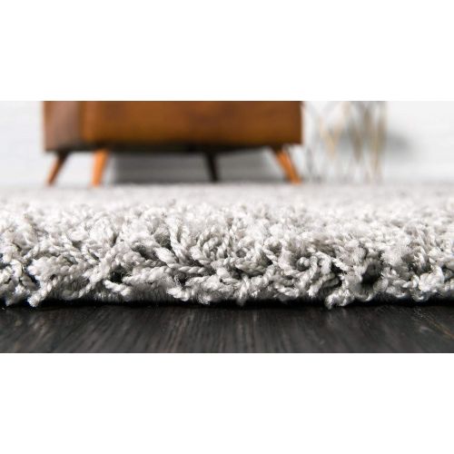  Unique Loom Solo Solid Shag Collection Modern Plush Cloud Gray Area Rug (5 0 x 8 0)