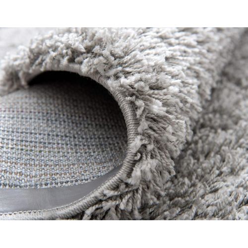  Unique Loom Solo Solid Shag Collection Modern Plush Cloud Gray Area Rug (5 0 x 8 0)