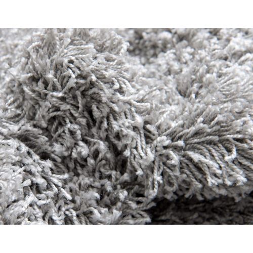  Unique Loom Solo Solid Shag Collection Modern Plush Cloud Gray Area Rug (5 0 x 8 0)