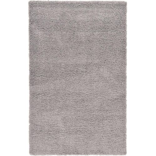  Unique Loom Solo Solid Shag Collection Modern Plush Cloud Gray Area Rug (5 0 x 8 0)