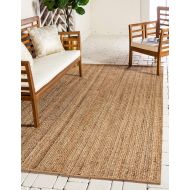 Unique Loom Braided Jute Collection Hand-Woven Natural Fibers Natural Area Rug (6 x 9)