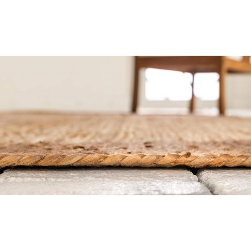  Unique Loom Braided Jute Collection Hand-Woven Natural Fibers Natural Area Rug (6 x 9)