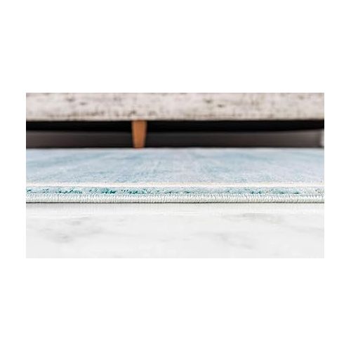  Unique Loom Uptown Collection Area Rug - Lenox Hill (8' x 10' Rectangle, Turquoise/ Ivory)