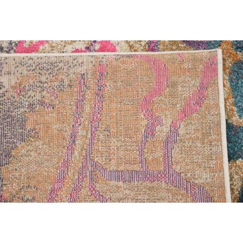  Unique Loom Aurora Collection Floral Abstract Over-Dyed Vintage Dark Beige Square Rug (8 x 8)