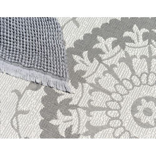  Unique Loom Outdoor Collection Floral Abstract Indoor and Outdoor Transitional Gray Area Rug (6 x 9)