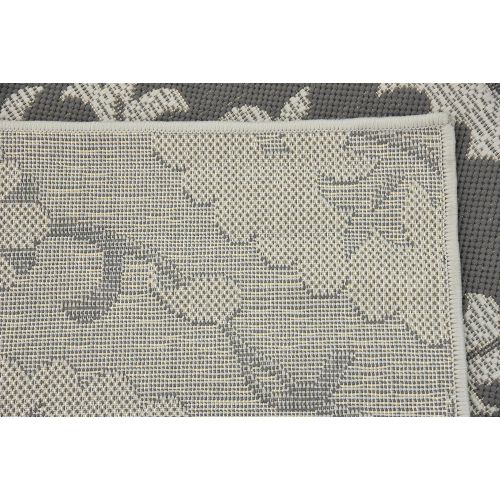 Unique Loom Outdoor Collection Floral Abstract Indoor and Outdoor Transitional Gray Area Rug (6 x 9)