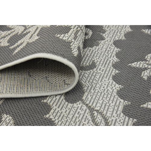  Unique Loom Outdoor Collection Floral Abstract Indoor and Outdoor Transitional Gray Area Rug (6 x 9)