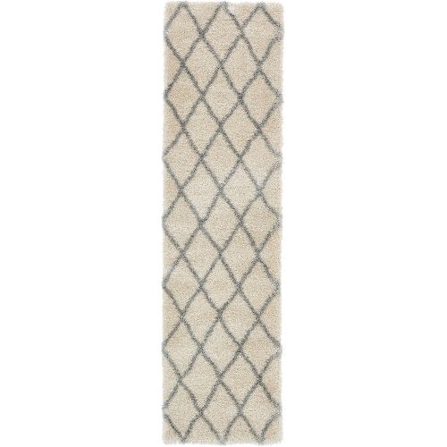  Unique Loom Opulence Trellis Shag Collection Plush Geometric Modern Moroccan Light Blue Rectangle (7 x 10)