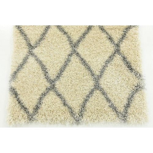  Unique Loom Opulence Trellis Shag Collection Plush Geometric Modern Moroccan Light Blue Rectangle (7 x 10)